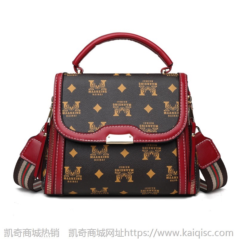 包包女2021新款时尚韩版单肩包复古印花手提斜挎包宽肩带一件代发