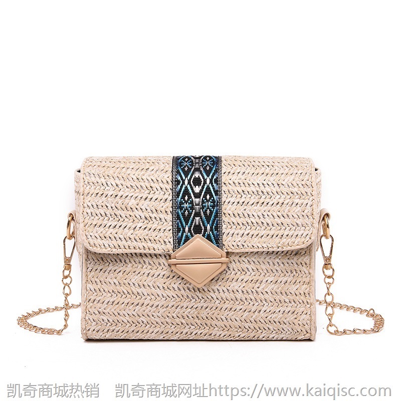 2021新款草编包女时尚少女韩版单肩百搭简约编织斜挎手拎包批发包