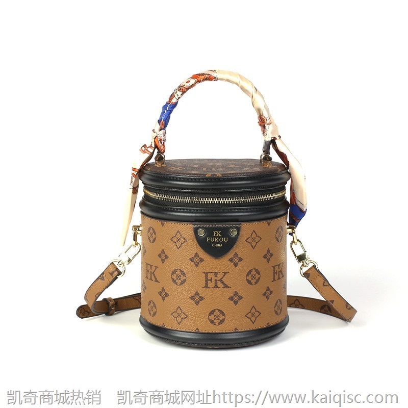ＦＫ包包女包新款2020时尚圆筒包凯奇风单肩斜挎水桶包夏季小圆包