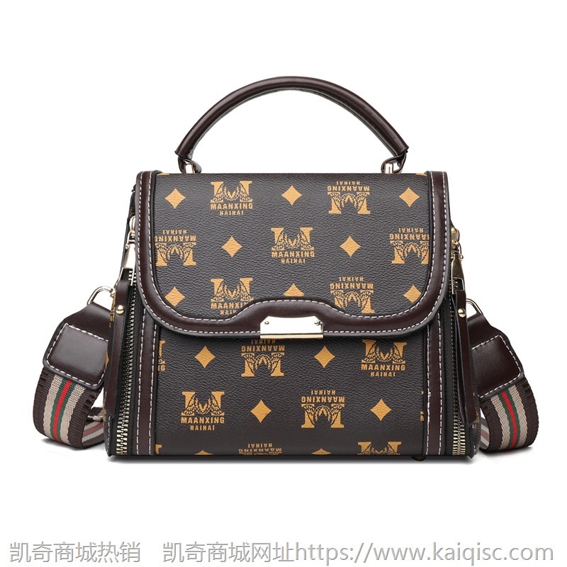 包包女2021新款时尚韩版单肩包复古印花手提斜挎包宽肩带一件代发