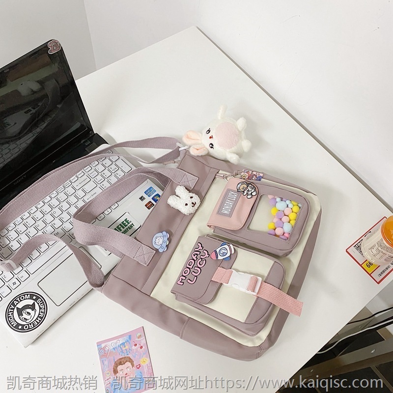 帆布包女日系大容量时尚少女斜挎包韩版透明撞色单肩包潮一件代发