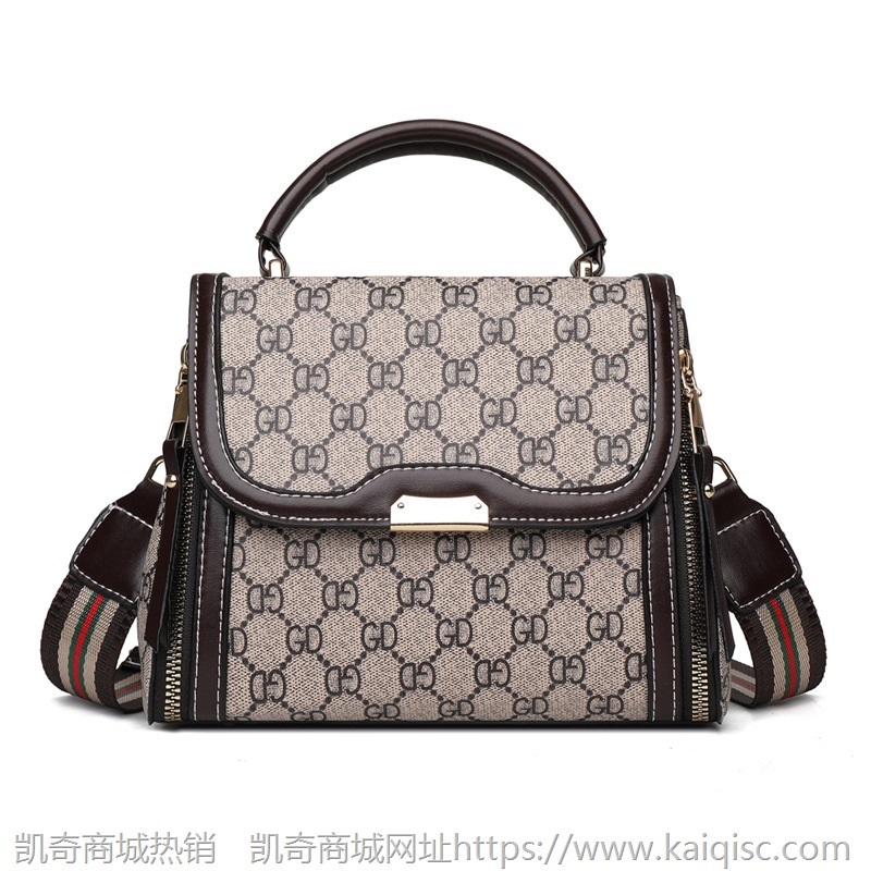 包包女2021新款时尚韩版单肩包复古印花手提斜挎包宽肩带一件代发