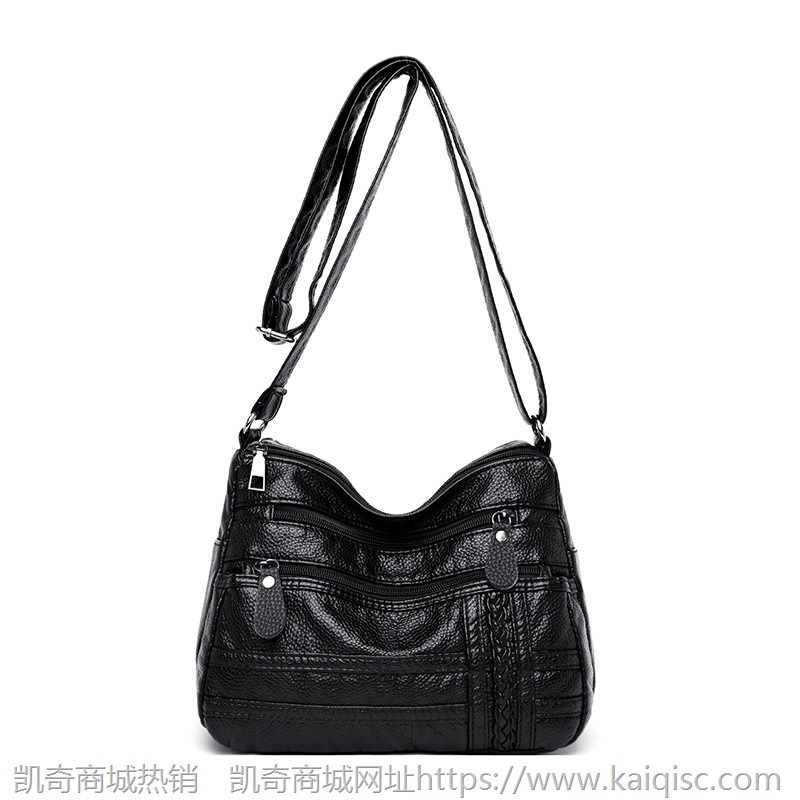 2019新款PU软皮女包百搭时尚中年妈妈包多隔层小包休闲单肩斜挎包