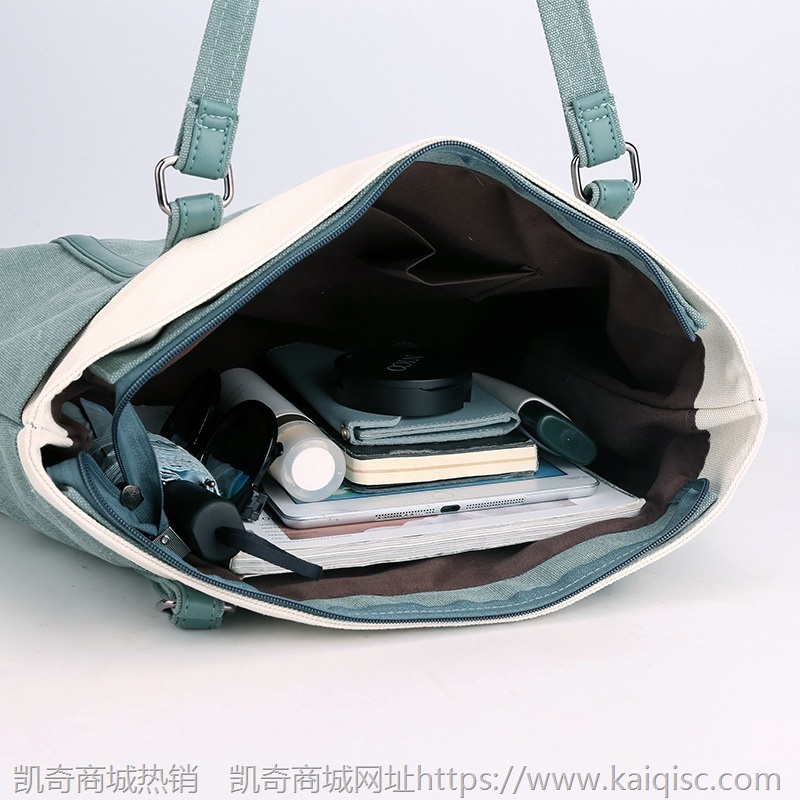 凯奇潮流复古帆布包2020时尚凯奇休闲帆布托特包女包撞色单肩包
