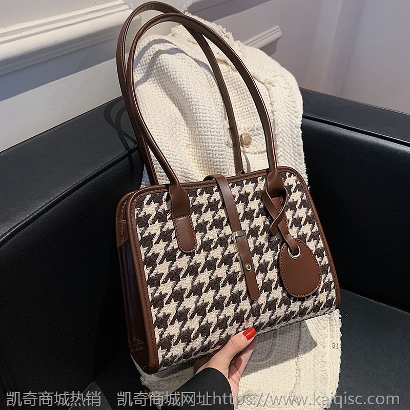 大容量包包女2021新款时尚豹纹通勤单肩包手提格纹腋下包秋冬女包