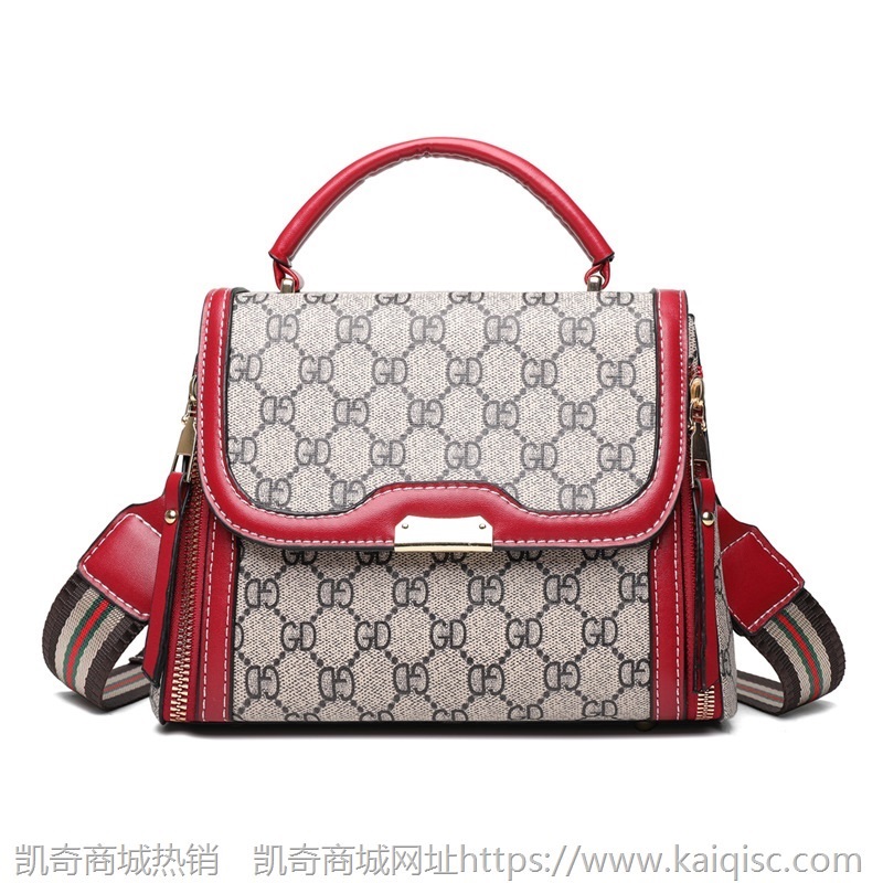 包包女2021新款时尚韩版单肩包复古印花手提斜挎包宽肩带一件代发