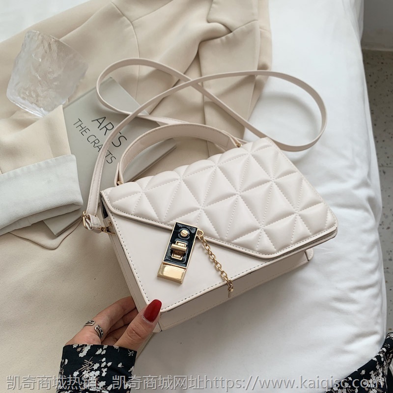 小包包女2021新款单肩斜挎包简约链条小包时尚休闲菱格绣线小方包