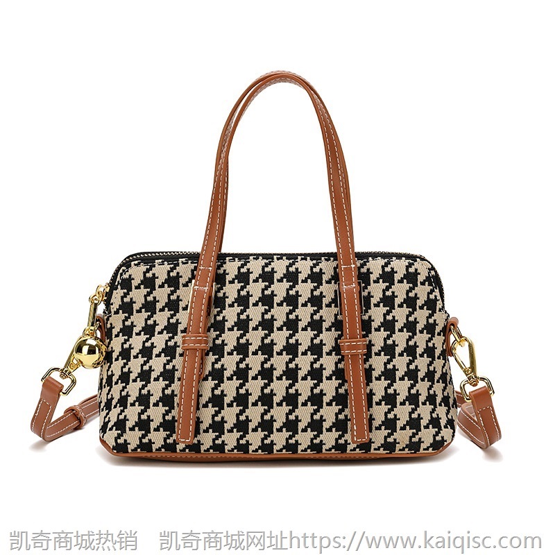 千鸟格小方包女2021秋冬新款时尚复古单肩包斜挎包手提包女包bags
