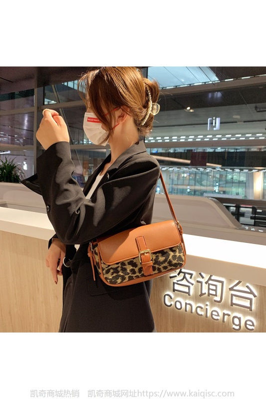 一件代发韩版单肩包秋冬时尚新款包包女豹纹腋下包质感凯奇女包