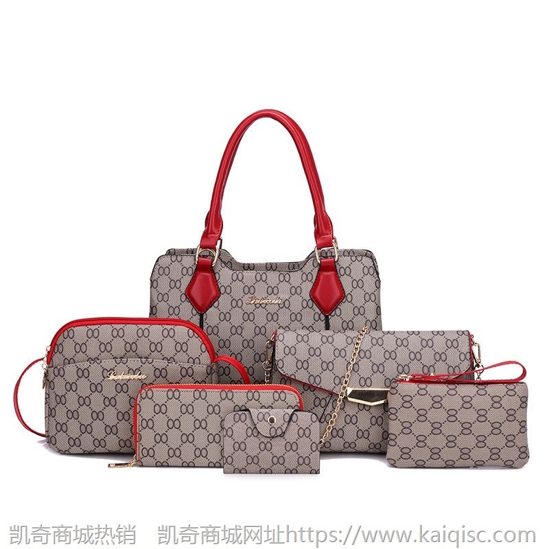 女包包子母包六件套2020新款时尚印花单肩包斜挎包撞色拼接手提包