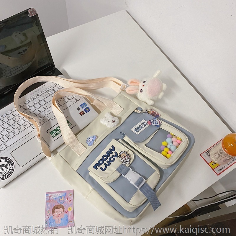 帆布包女日系大容量时尚少女斜挎包韩版透明撞色单肩包潮一件代发