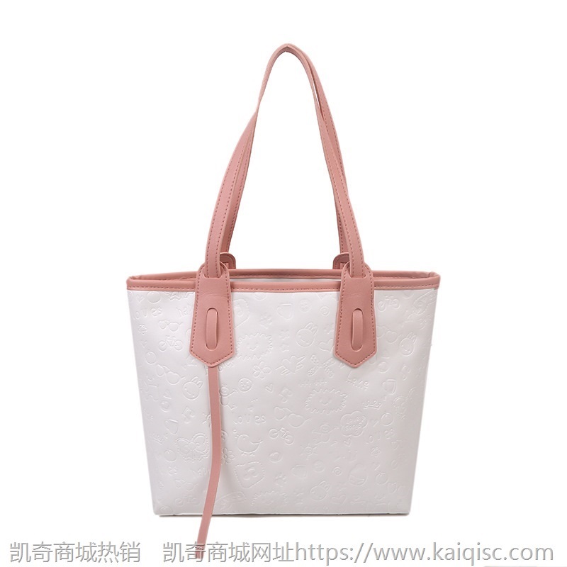 压花秋季大容量包包女2021新款复古时尚流行单肩包拼接简约托特包