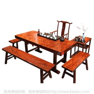 奥坎实木茶桌茶台 巴花黄花梨大板 定制红木餐桌 办公桌家具现货