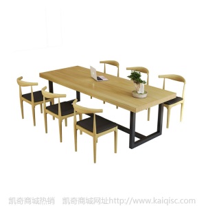 美式实木办公桌家具 简约会议桌铁艺培训桌4人位电脑桌椅组合定制
