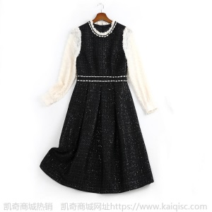 2021春季新款胖妹妹mm小香风长袖收腰显瘦连衣裙女气质减龄11306