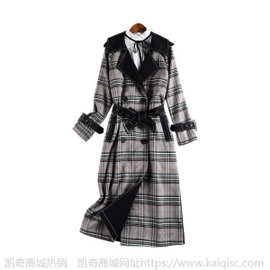 岚沐坊春装新款大码女装中长款风衣胖妹妹mm遮肉显瘦减龄外套8873