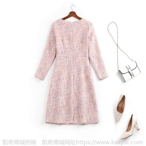 大码女装胖妹妹mm粗纺连衣裙洋气时髦2021春季新款显瘦裙子11275