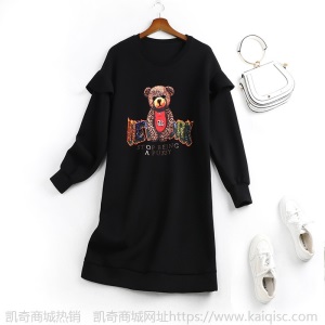 大码女装遮肚连衣裙显瘦2021春季胖妹妹mm宽松减龄黑色裙子11341