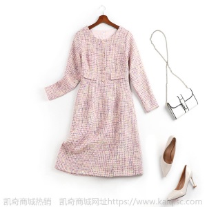 大码女装胖妹妹mm粗纺连衣裙洋气时髦2021春季新款显瘦裙子11275