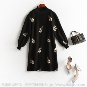 岚沐坊大码女装2021春季新微胖妹妹m200斤中长毛呢遮肚连衣裙1741