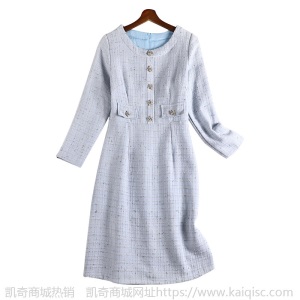 2021春装新款微胖妹妹m韩版小香风裙子大码女装中长款连衣裙10859