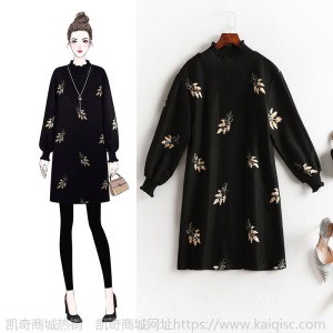 岚沐坊大码女装2021春季新微胖妹妹m200斤中长毛呢遮肚连衣裙1741