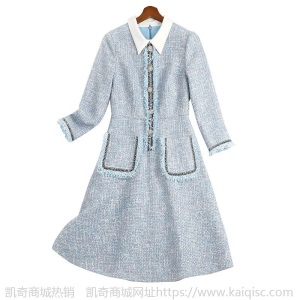 胖妹妹mm洋气裙子2021春季新款大码女装减龄娃娃领连衣裙10792