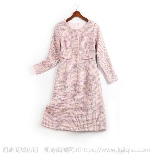 大码女装胖妹妹mm粗纺连衣裙洋气时髦2021春季新款显瘦裙子11275