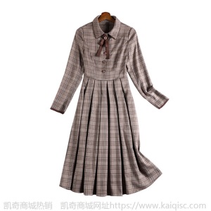 胖妹妹大码连衣裙收腰显瘦百褶裙子2021春装新复古典雅长裙10678