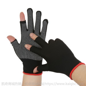 薄款尼龙手套露二指断二指断三指手套劳保防护采摘打包手工手套