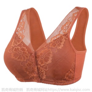 中老年人前扣无钢圈背心式妈妈聚拢内衣女薄款纯棉文胸加大码胸罩