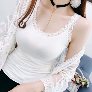新款蕾丝边莫代尔背心女夏季韩版薄款内搭大码无袖上衣吊带打底衫