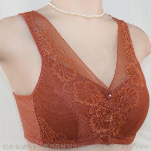 妈妈内衣中老年文胸前扣背心式无钢圈运动收副乳聚拢大码蕾丝胸罩
