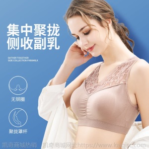 80-220斤中老年款蕾丝内衣女无钢圈抹胸聚拢收副乳文胸防下垂美背