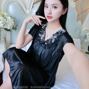 睡衣女夏大码冰丝睡裙女夏薄款210斤胖MM性感宽松短袖睡裙家居服