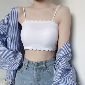 冰丝抹胸款荷叶边内衣女学生薄款无痕性感裹胸吊带打底背心无钢圈