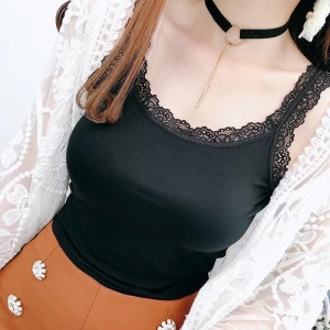 新款蕾丝边莫代尔背心女夏季韩版薄款内搭大码无袖上衣吊带打底衫