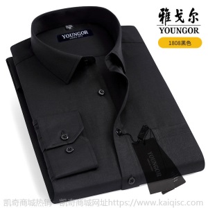 清仓正品雅戈尔长袖衬衫男士中年休闲职业正装免烫条纹纯色白衬衣