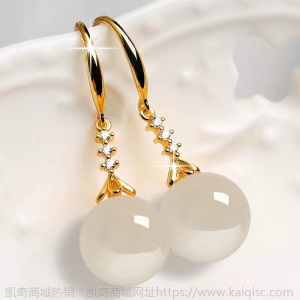 s925纯银耳环女玉髓绿玛瑙耳钉网红新款绿宝石长款耳坠防过敏耳饰
