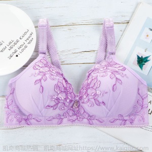 小胸聚拢文胸女士内衣女薄款无钢圈胸罩绣花收副乳调整透气美背
