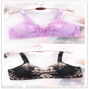 小胸聚拢文胸女士内衣女薄款无钢圈胸罩绣花收副乳调整透气美背