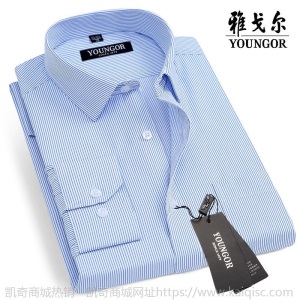 清仓正品雅戈尔长袖衬衫男士中年休闲职业正装免烫条纹纯色白衬衣