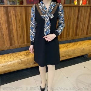 春夏季时尚薄款打底衫洋气宽松气质长袖连衣裙假两件大码上衣女潮