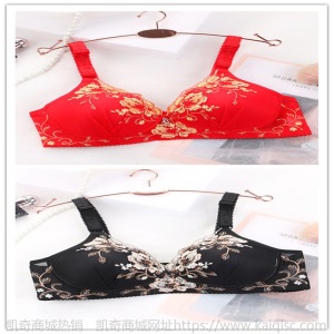 小胸聚拢文胸女士内衣女薄款无钢圈胸罩绣花收副乳调整透气美背