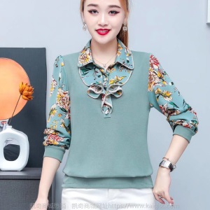 2021春季新款妈妈装打底衫女洋气显瘦长袖t恤女宽松减龄春秋小衫