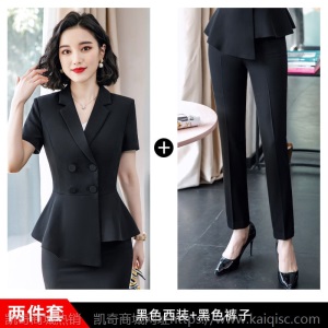 网红西装套装女春夏时尚中袖薄款气质西服职业装套裙美容师工作服