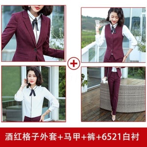 职业装女装套装2021春秋时尚气质格子西装商务正装西服工装工作服