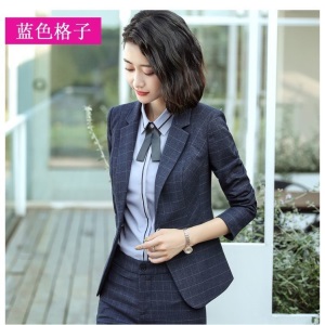 职业装女装套装2021春秋时尚气质格子西装商务正装西服工装工作服
