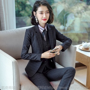 职业装女装套装2021春秋时尚气质格子西装商务正装西服工装工作服