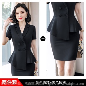网红西装套装女春夏时尚中袖薄款气质西服职业装套裙美容师工作服